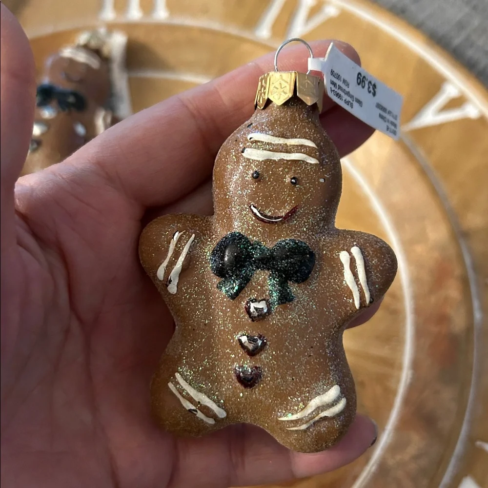 Gingerbread Man Christmas tree Ornaments x3 new with tiny flaws